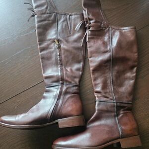 Chic Brown Leather Over the Knee Boots